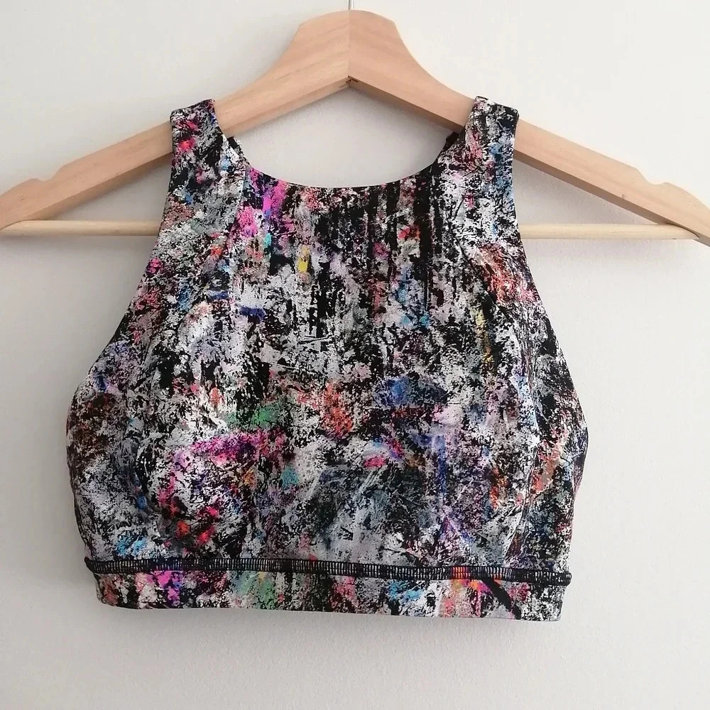 Lululemon Free To Be Serene Sports Bra High Neck In Vitalize Multi NO INSERTS 4